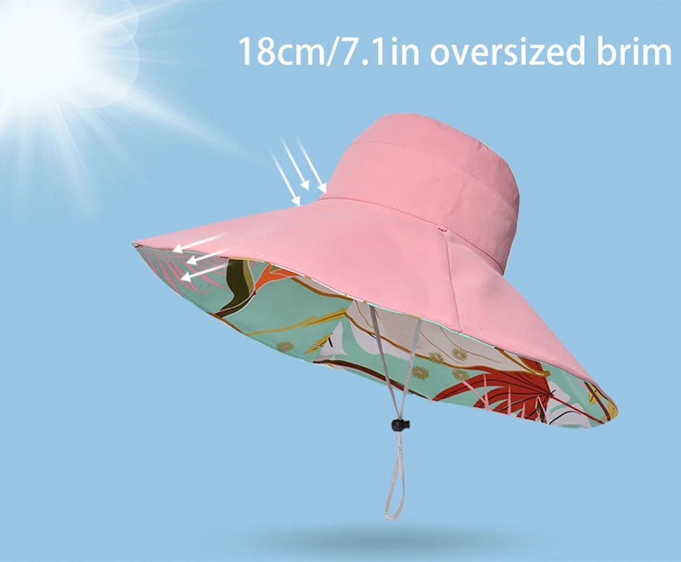 Xinbaoguan 100% Cotton European and American Cross border Women's New Double sided Fisherman Hat Summer Enlarged brim Sun hat - PratSN