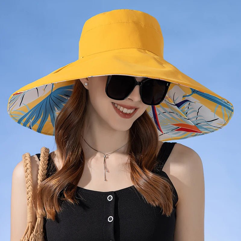 Xinbaoguan 100% Cotton European and American Cross border Women's New Double sided Fisherman Hat Summer Enlarged brim Sun hat - PratSN
