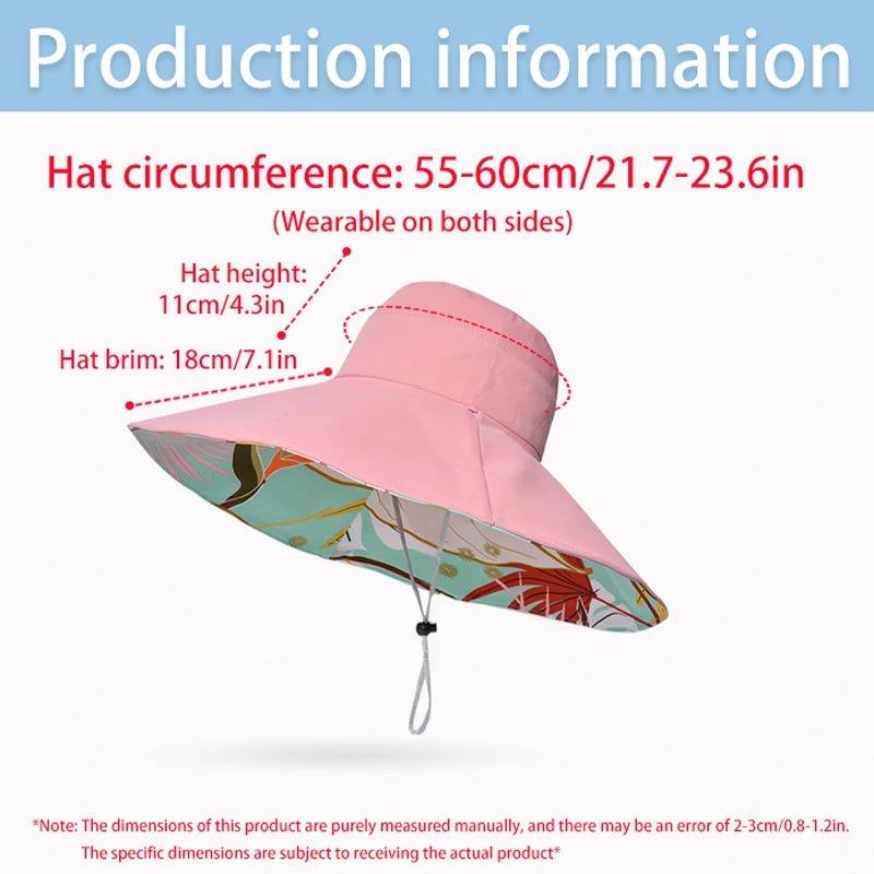 Xinbaoguan 100% Cotton European and American Cross border Women's New Double sided Fisherman Hat Summer Enlarged brim Sun hat - PratSN
