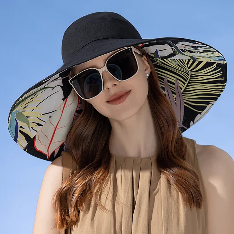 Xinbaoguan 100% Cotton European and American Cross border Women's New Double sided Fisherman Hat Summer Enlarged brim Sun hat - PratSN