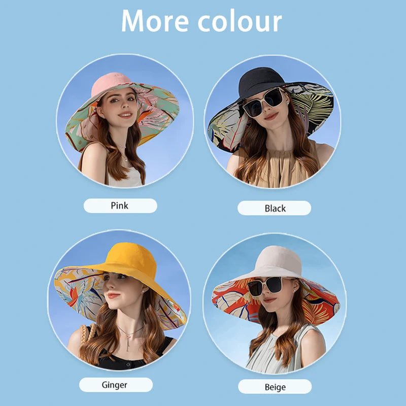 Xinbaoguan 100% Cotton European and American Cross border Women's New Double sided Fisherman Hat Summer Enlarged brim Sun hat - PratSN