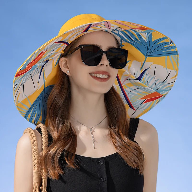 Xinbaoguan 100% Cotton European and American Cross border Women's New Double sided Fisherman Hat Summer Enlarged brim Sun hat - PratSN