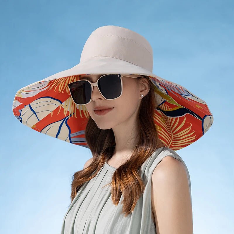 Xinbaoguan 100% Cotton European and American Cross border Women's New Double sided Fisherman Hat Summer Enlarged brim Sun hat - PratSN