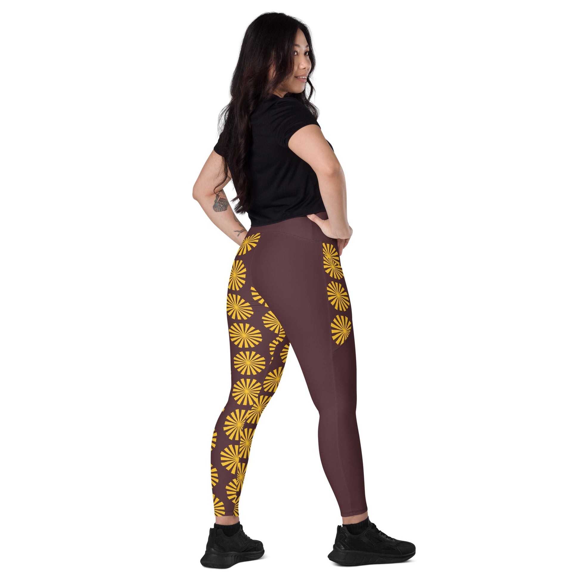 Yellow Print Leggings with Pockets - Women's Activewear - PratSN