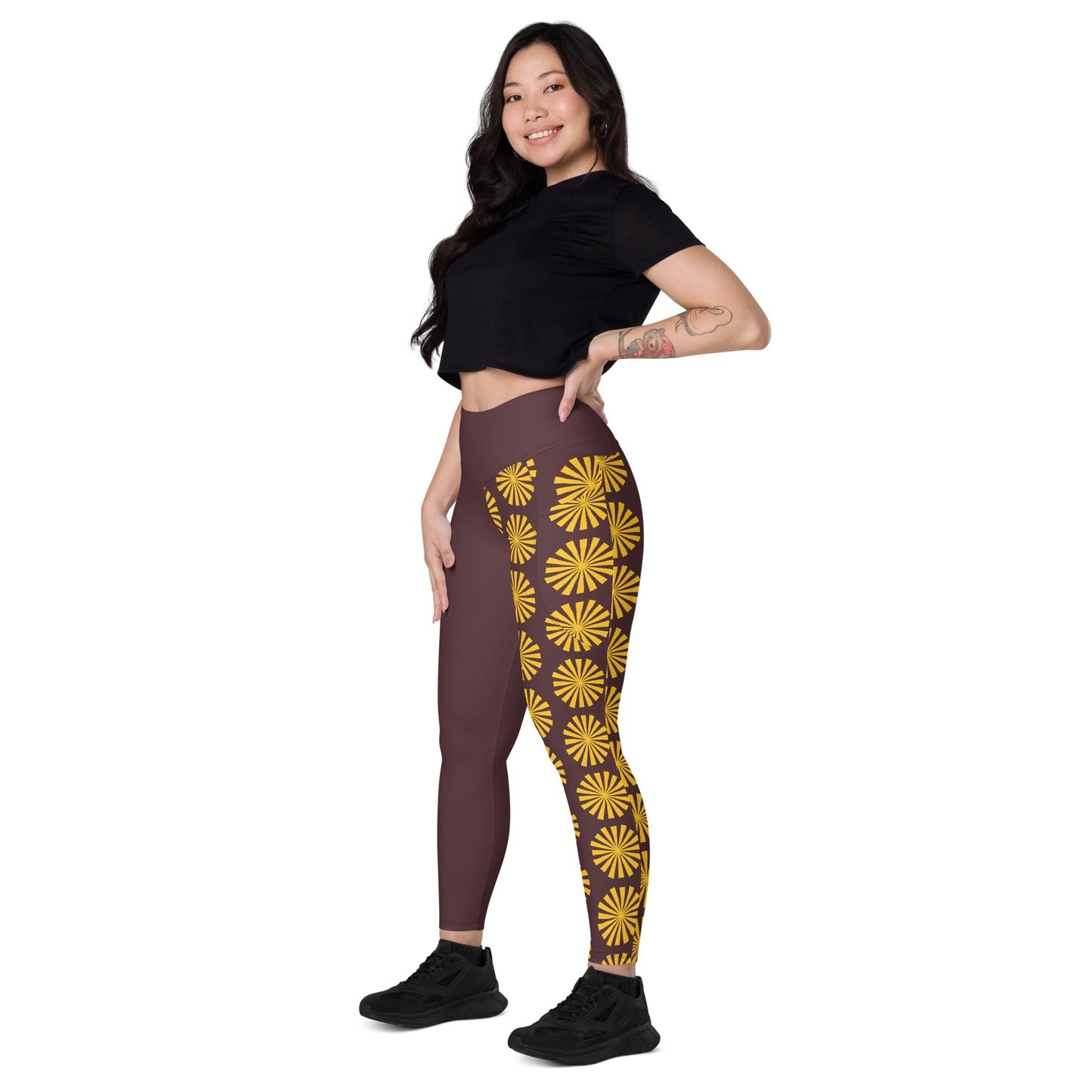 Yellow Print Leggings with Pockets - Women's Activewear - PratSN