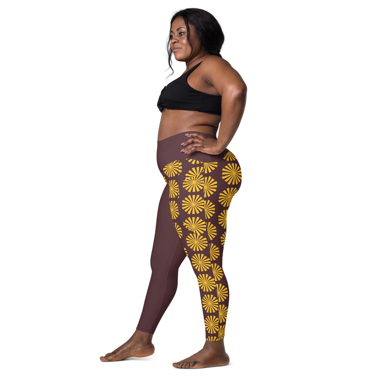 Yellow Print Leggings with Pockets - Women's Activewear - PratSN