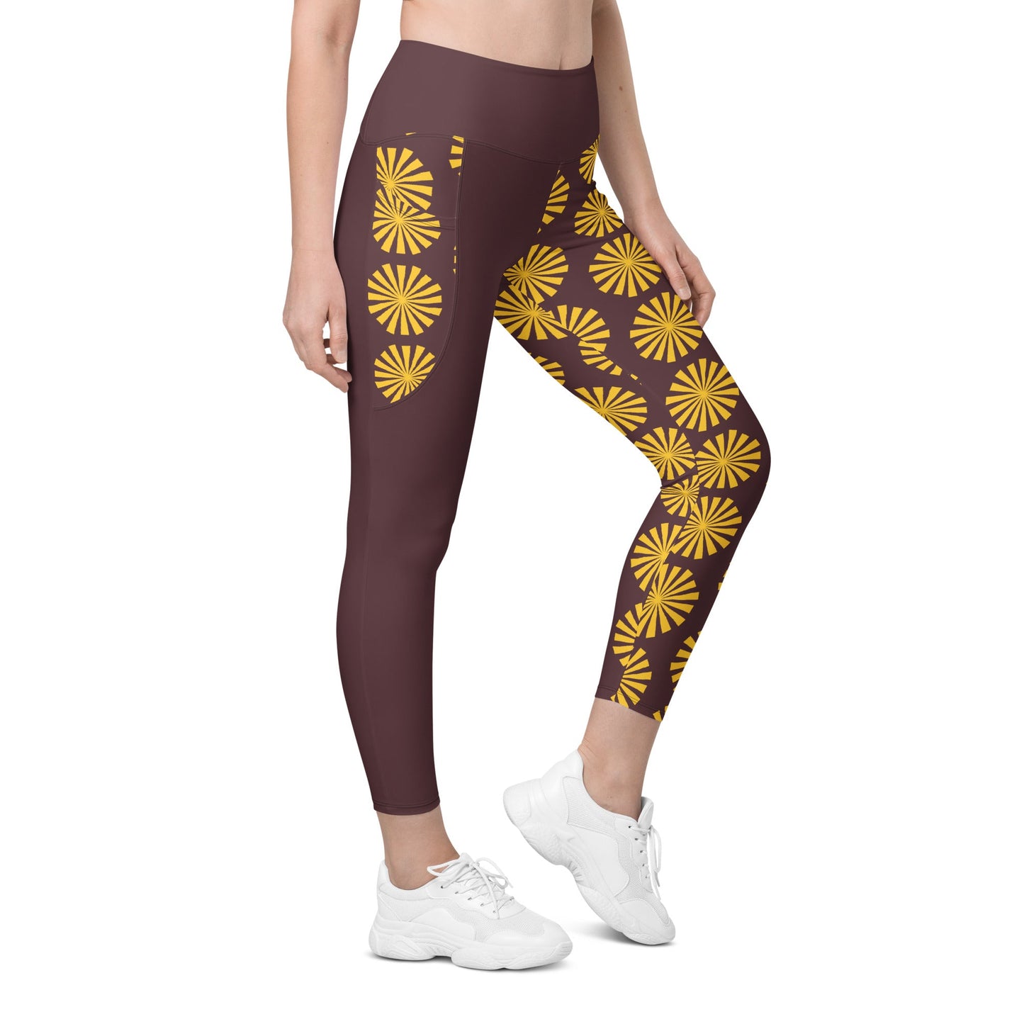 Yellow Print Leggings with Pockets - Women's Activewear - PratSN