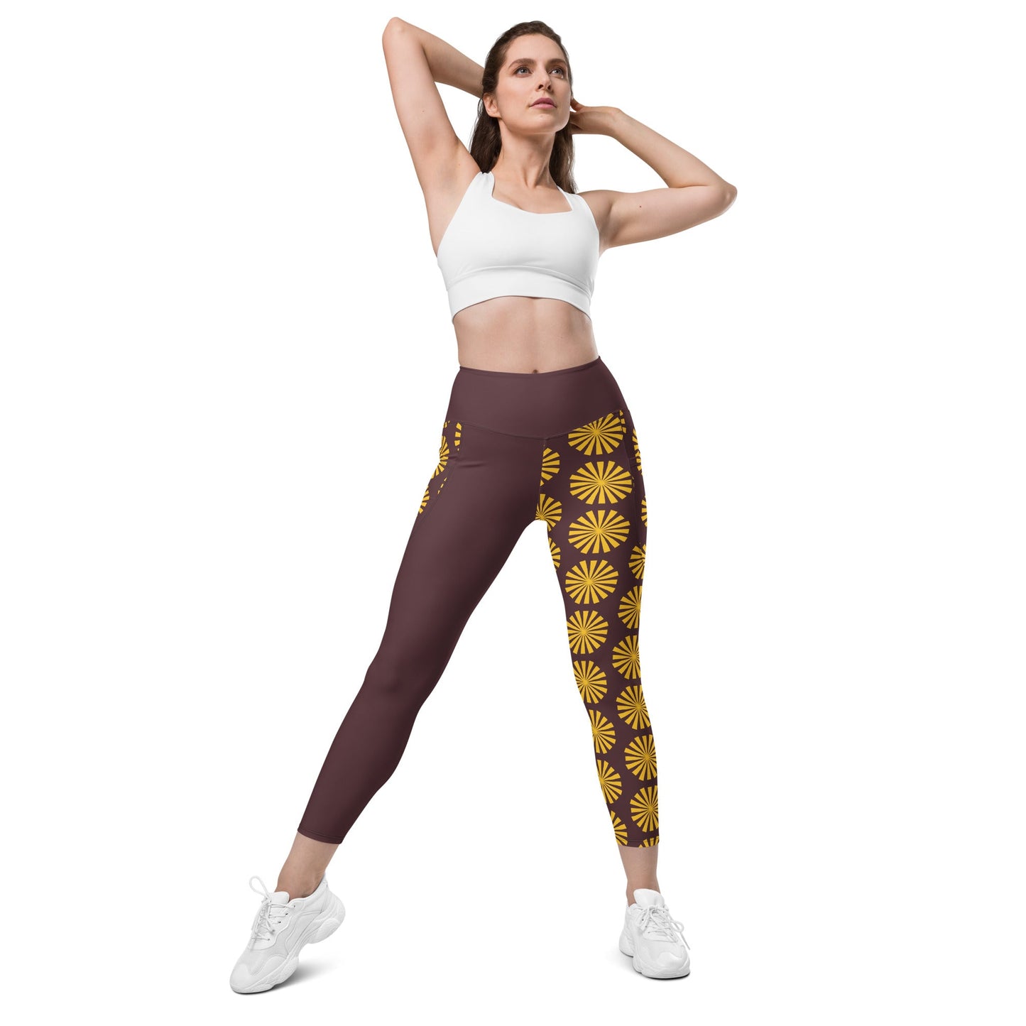 Yellow Print Leggings with Pockets - Women's Activewear - PratSN