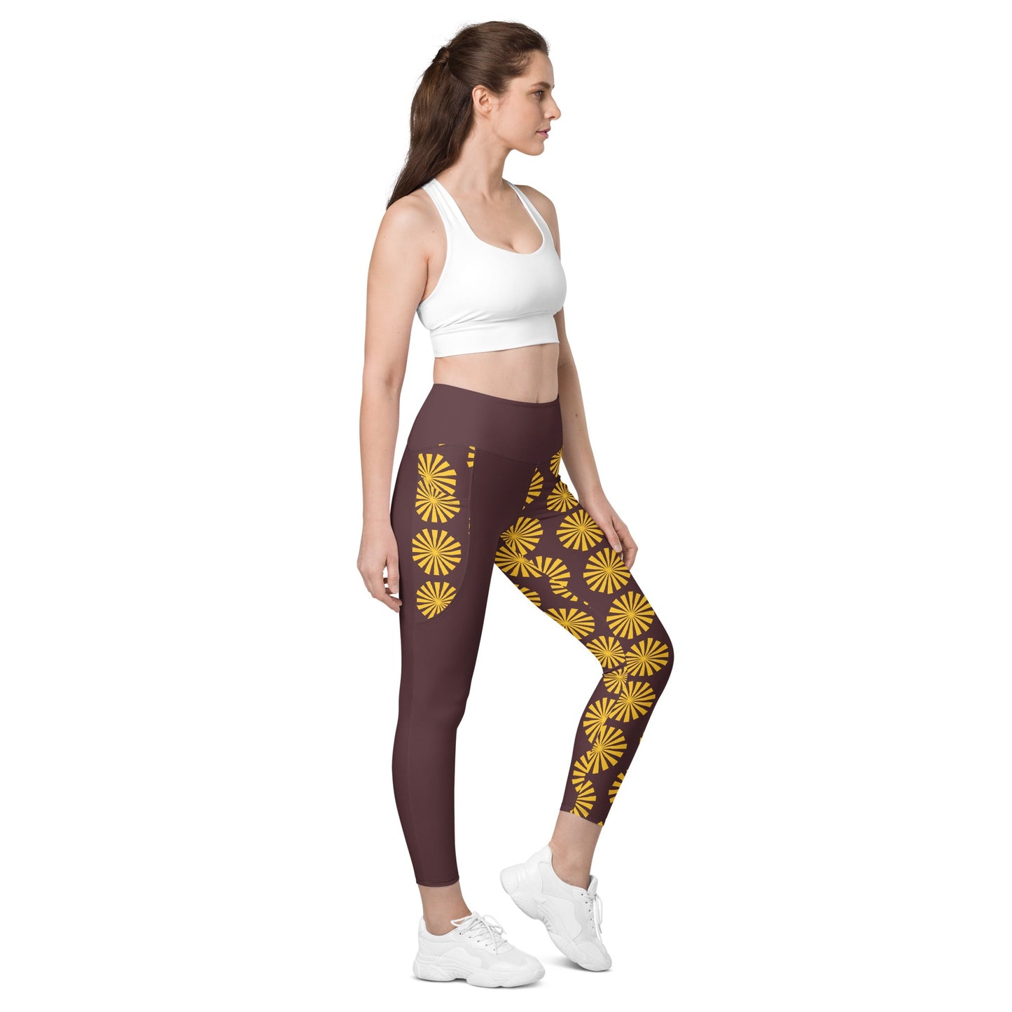 Yellow Print Leggings with Pockets - Women's Activewear - PratSN