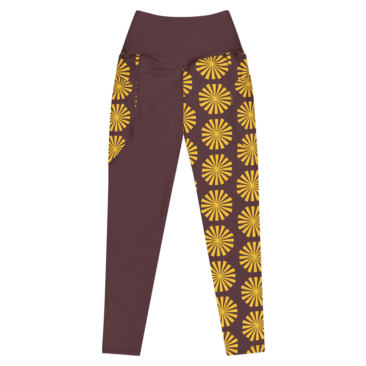 Yellow Print Leggings with Pockets - Women's Activewear - PratSN