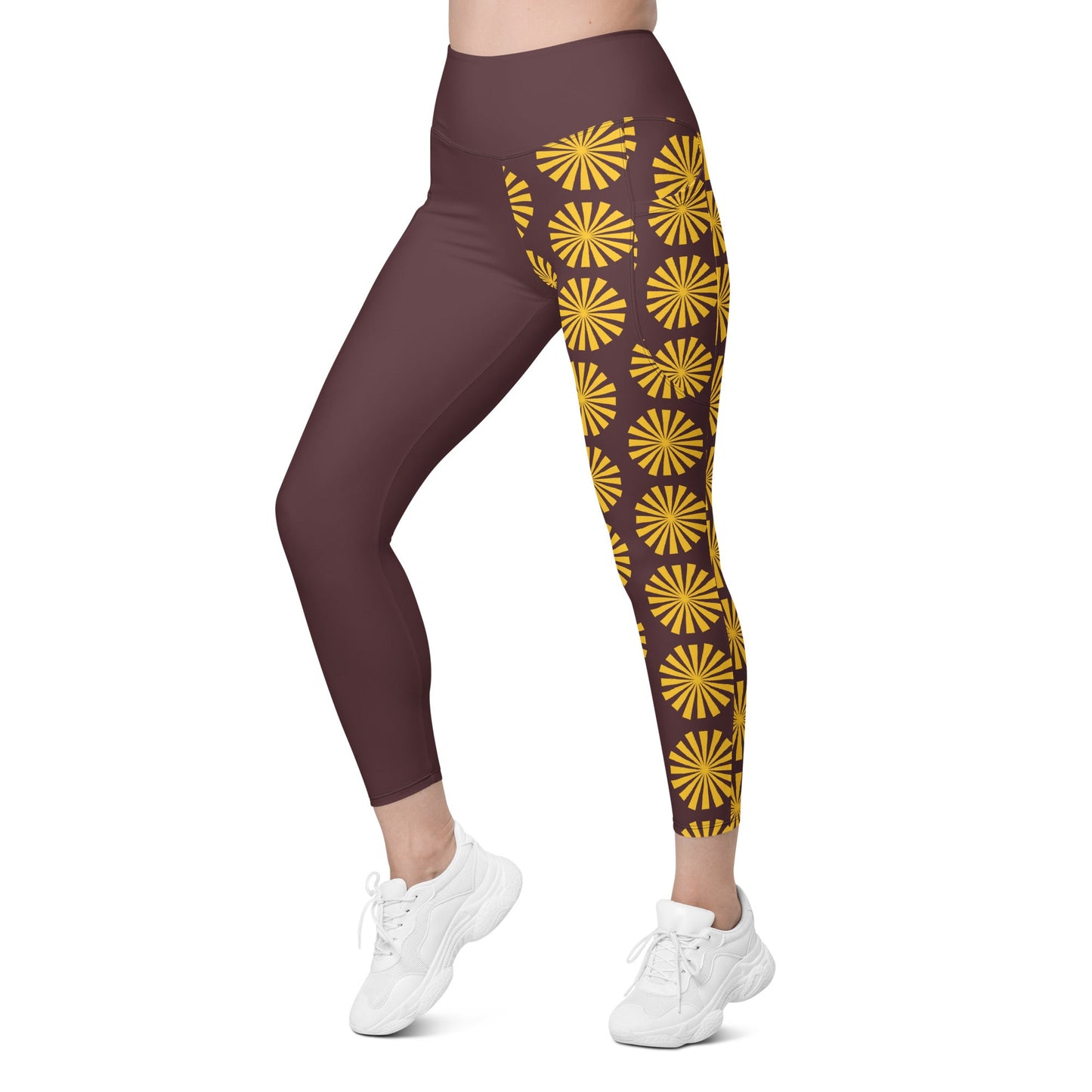 Yellow Print Leggings with Pockets - Women's Activewear - PratSN