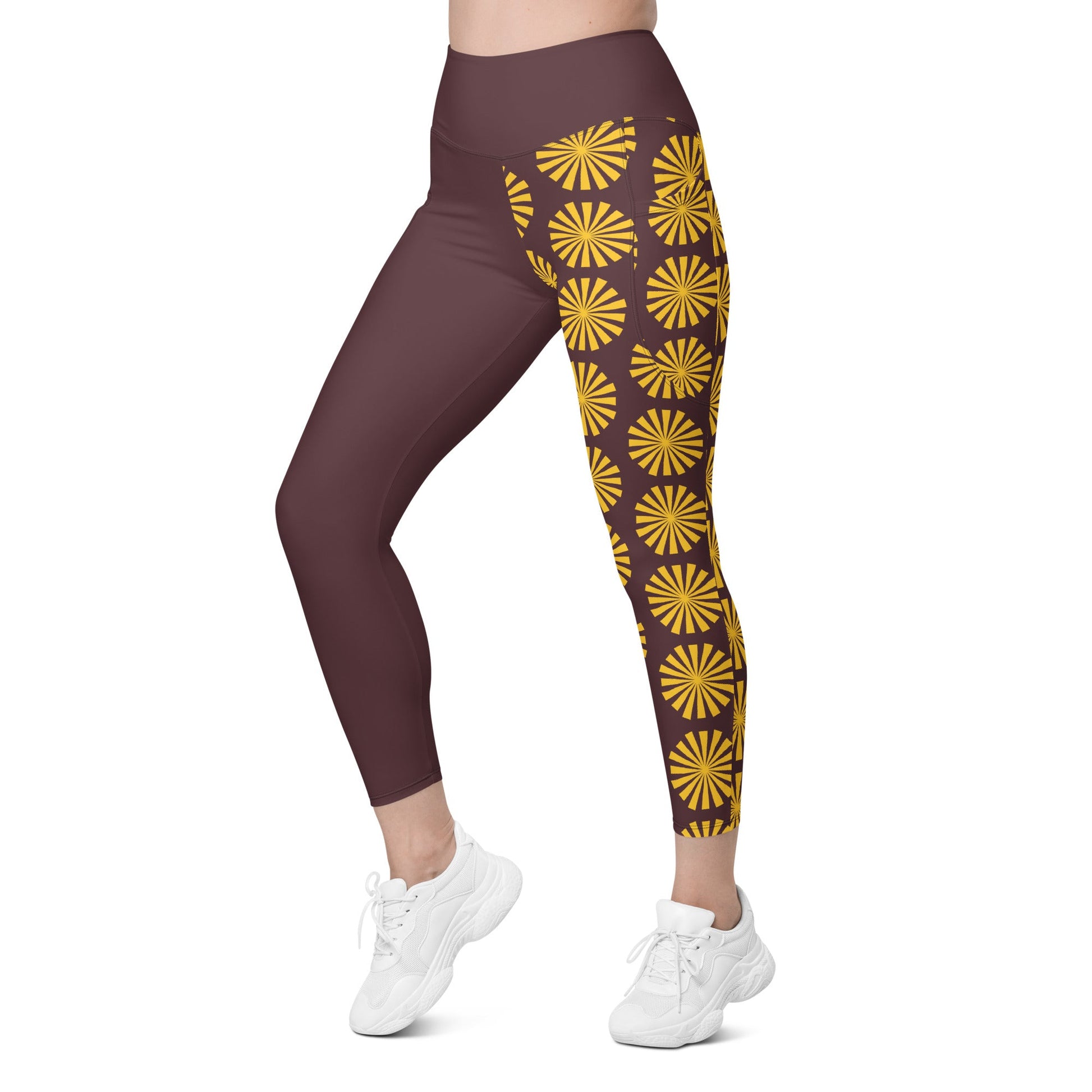 Yellow Print Leggings with Pockets - Women's Activewear - PratSN