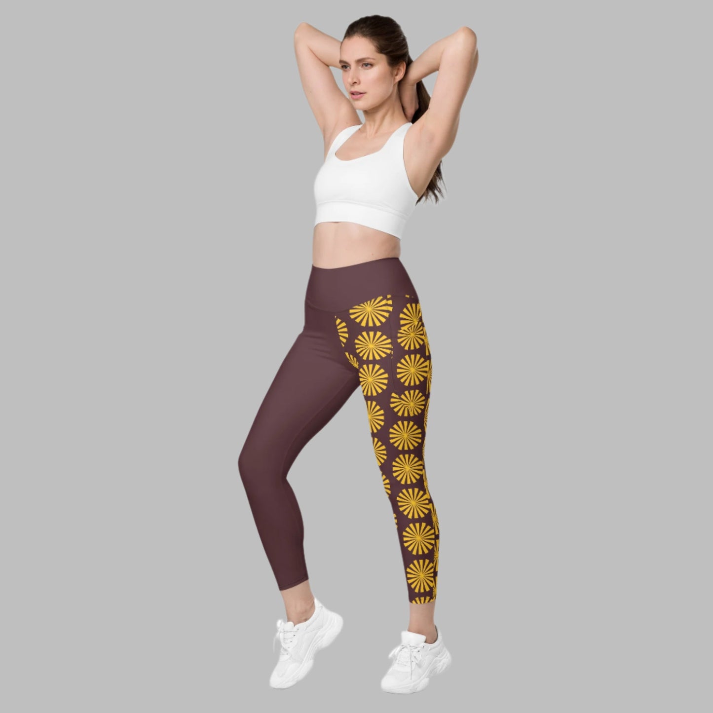 Yellow Print Leggings with Pockets - Women's Activewear - PratSN