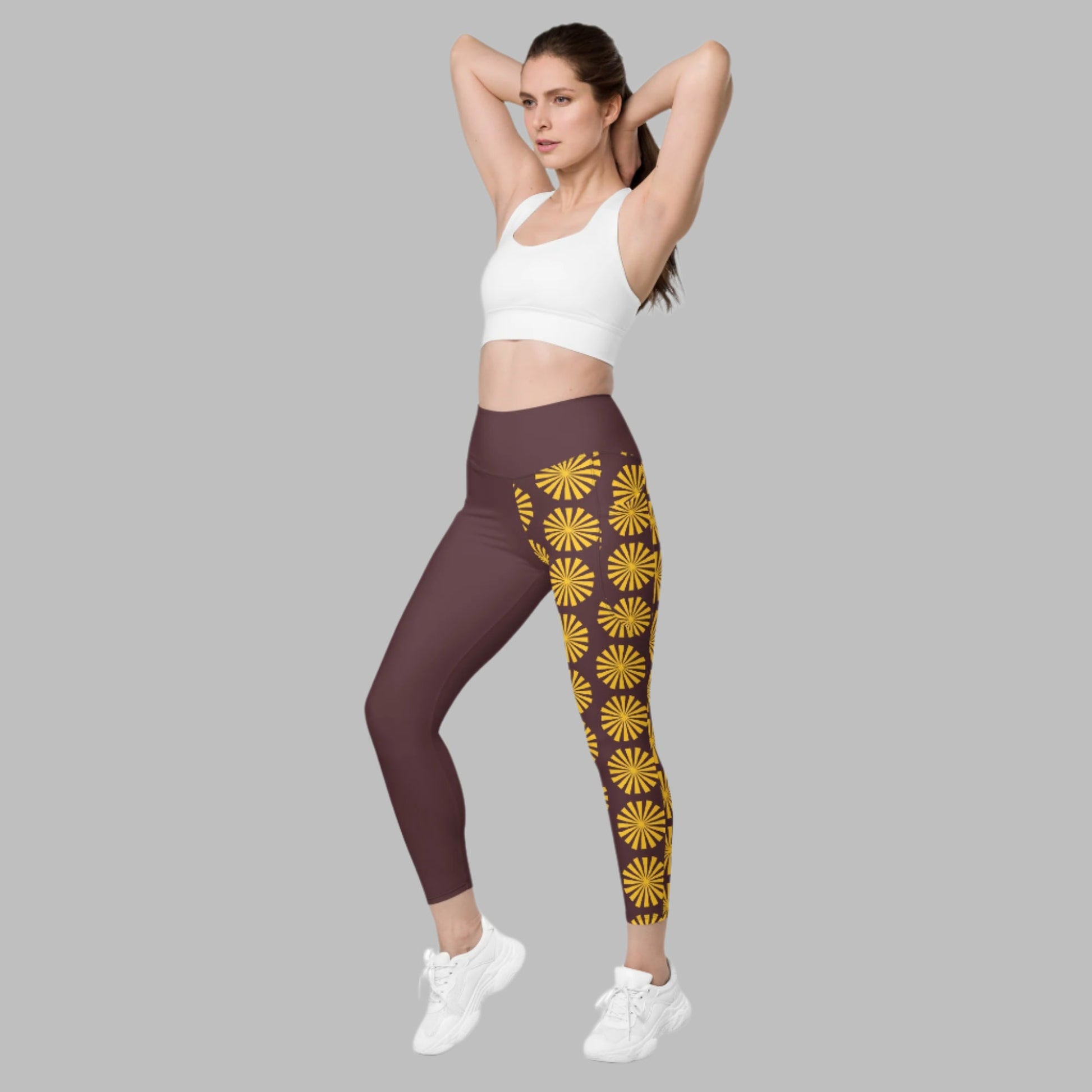 Yellow Print Leggings with Pockets - Women's Activewear - PratSN