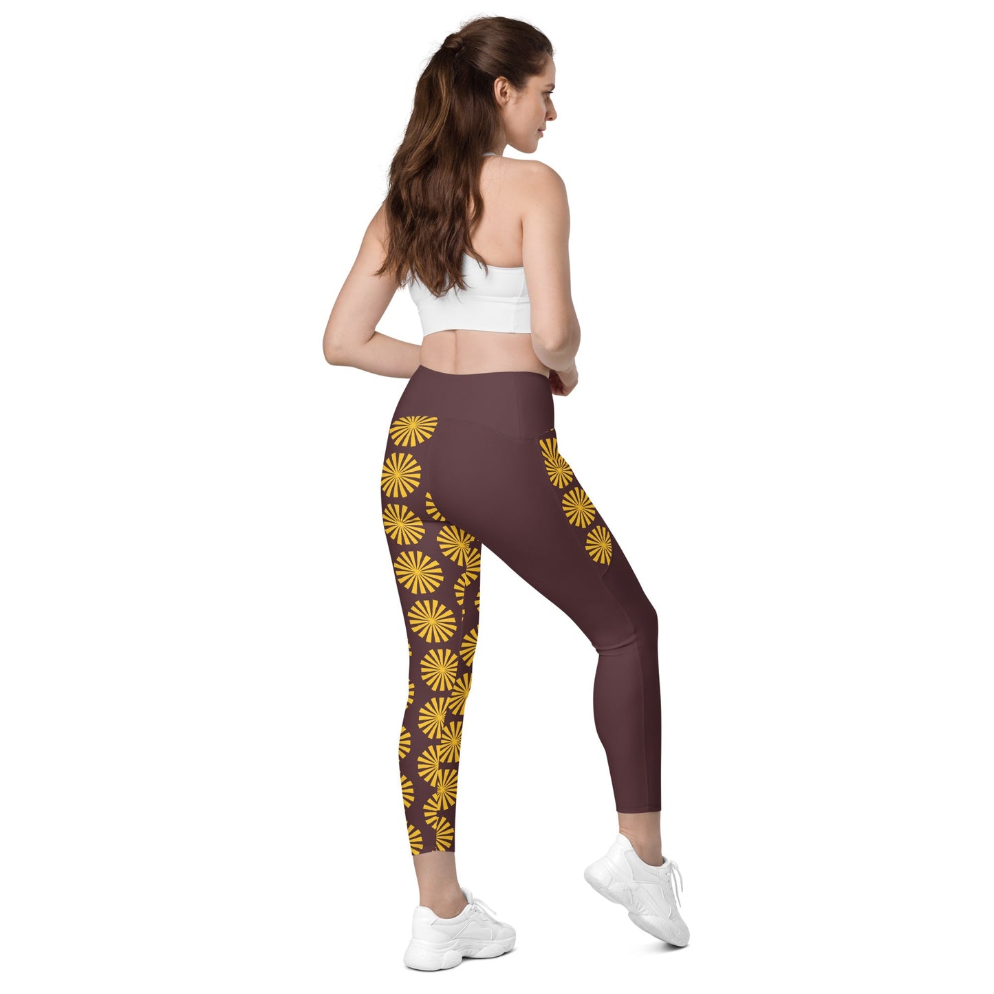 Yellow Print Leggings with Pockets - Women's Activewear - PratSN