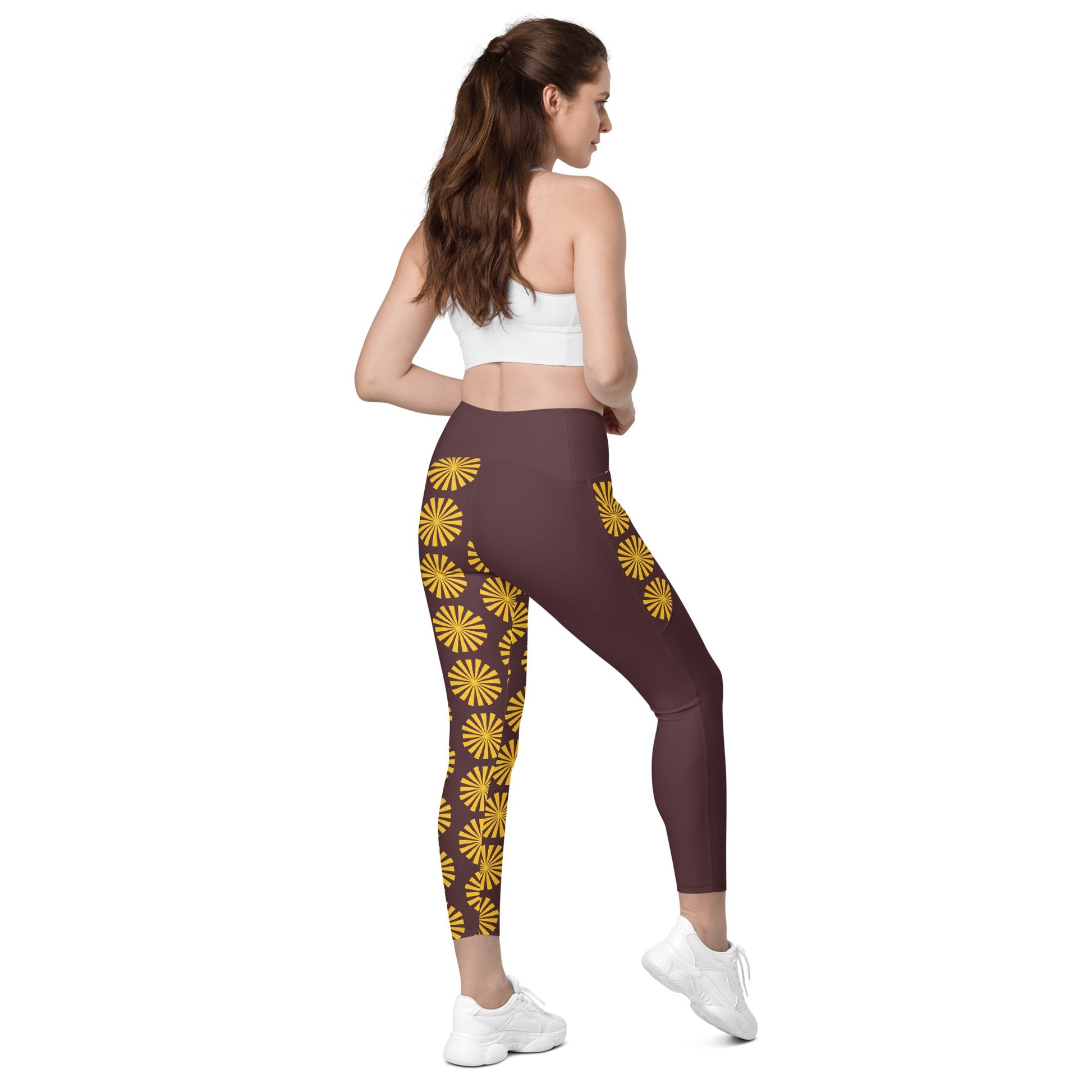 Yellow Print Leggings with Pockets - Women's Activewear - PratSN