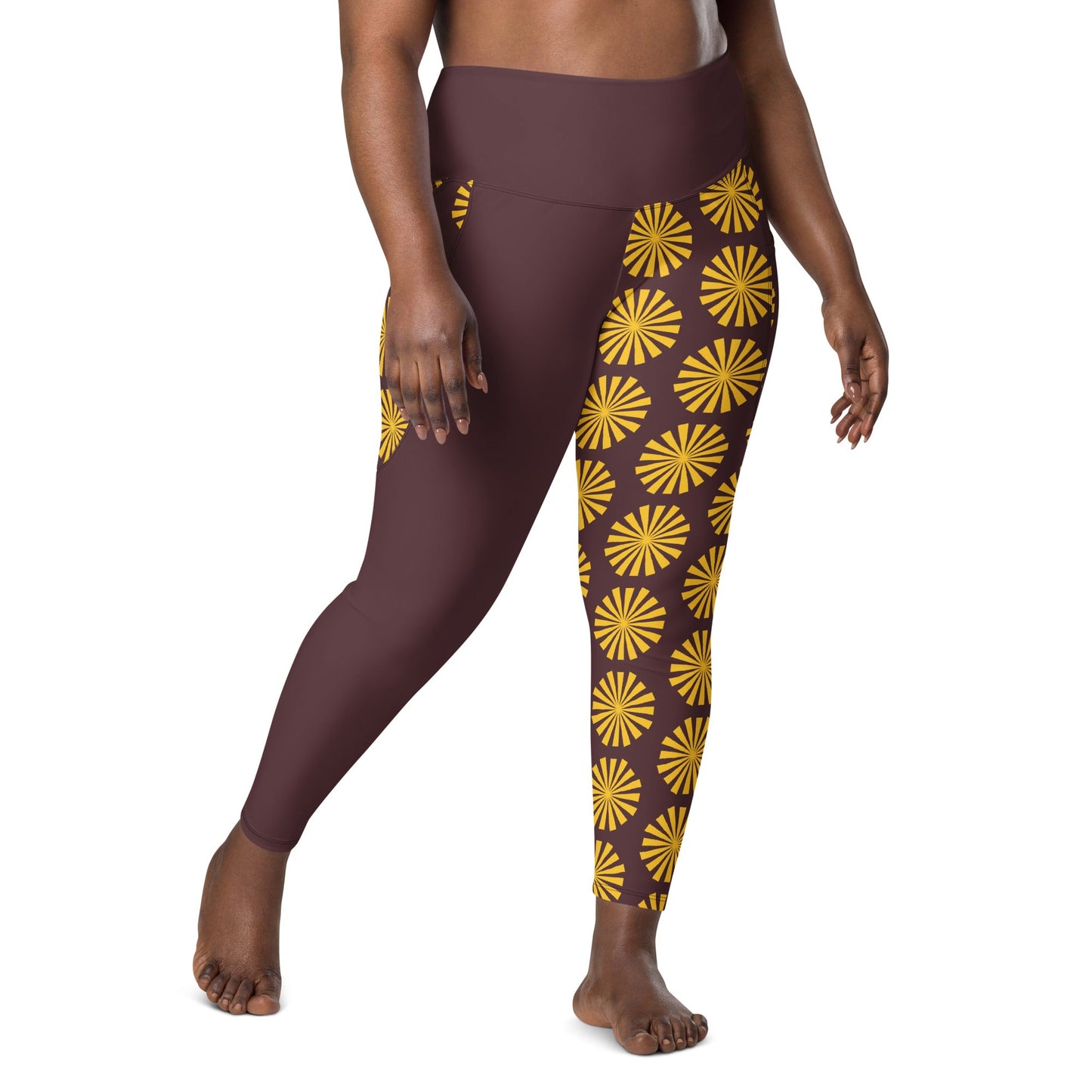 Yellow Print Leggings with Pockets - Women's Activewear - PratSN