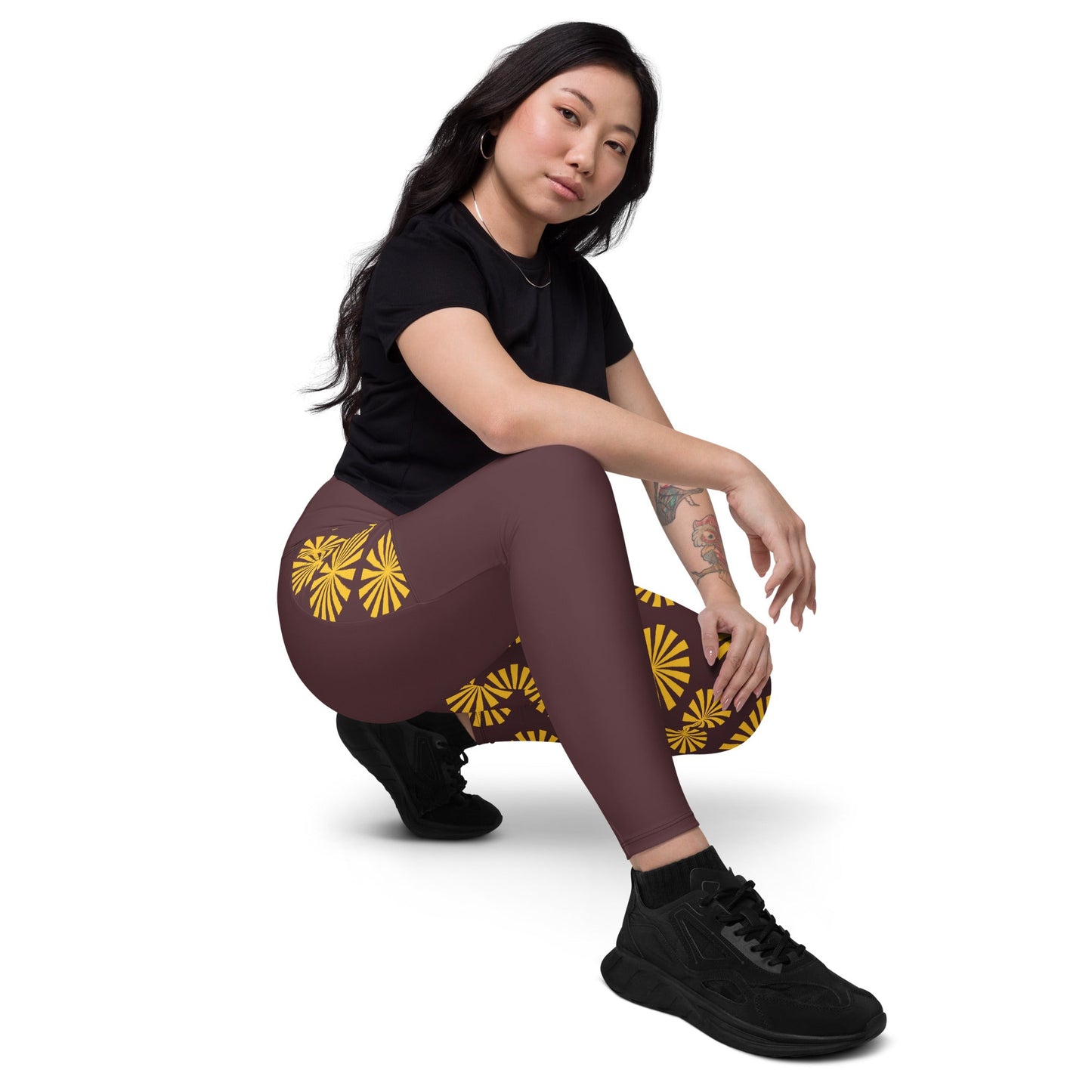 Yellow Print Leggings with Pockets - Women's Activewear - PratSN