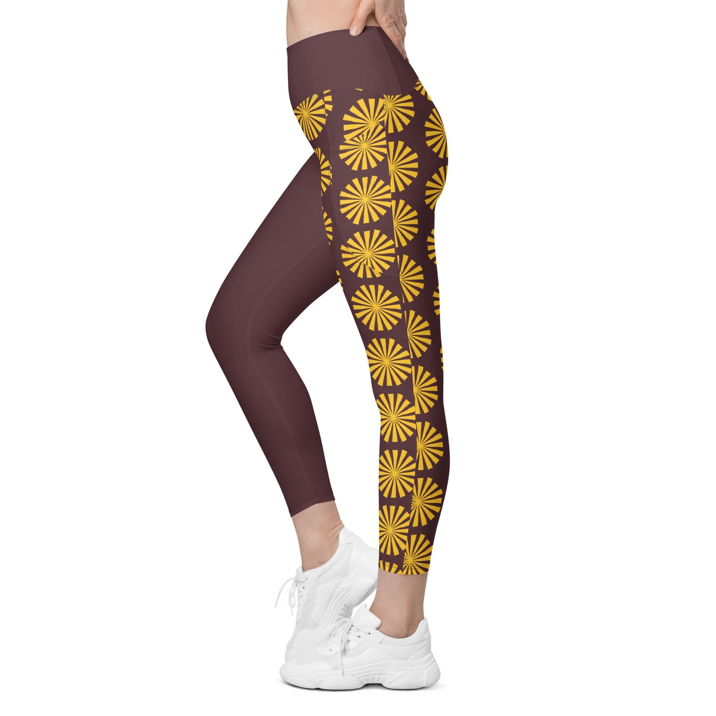 Yellow Print Leggings with Pockets - Women's Activewear - PratSN