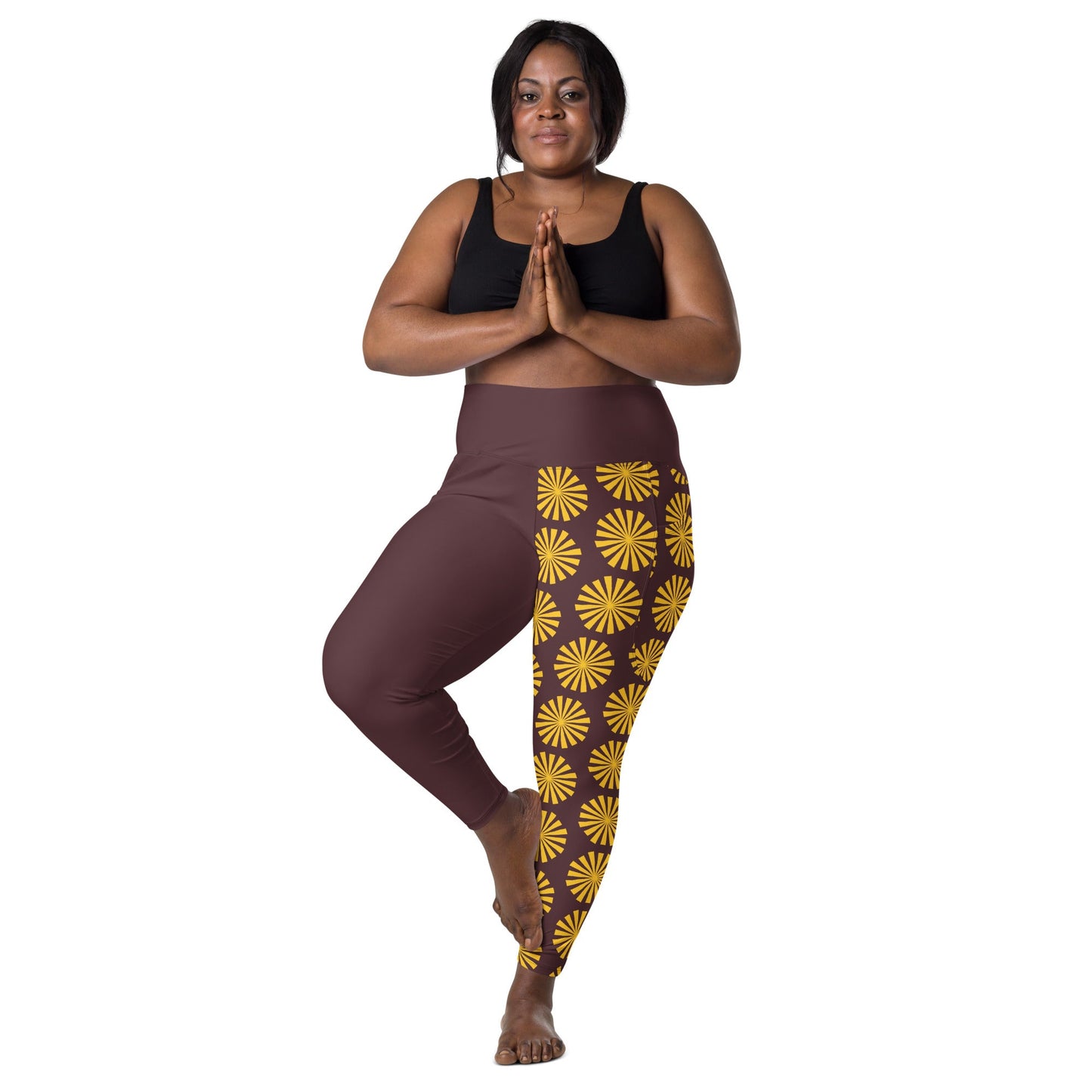 Yellow Print Leggings with Pockets - Women's Activewear - PratSN