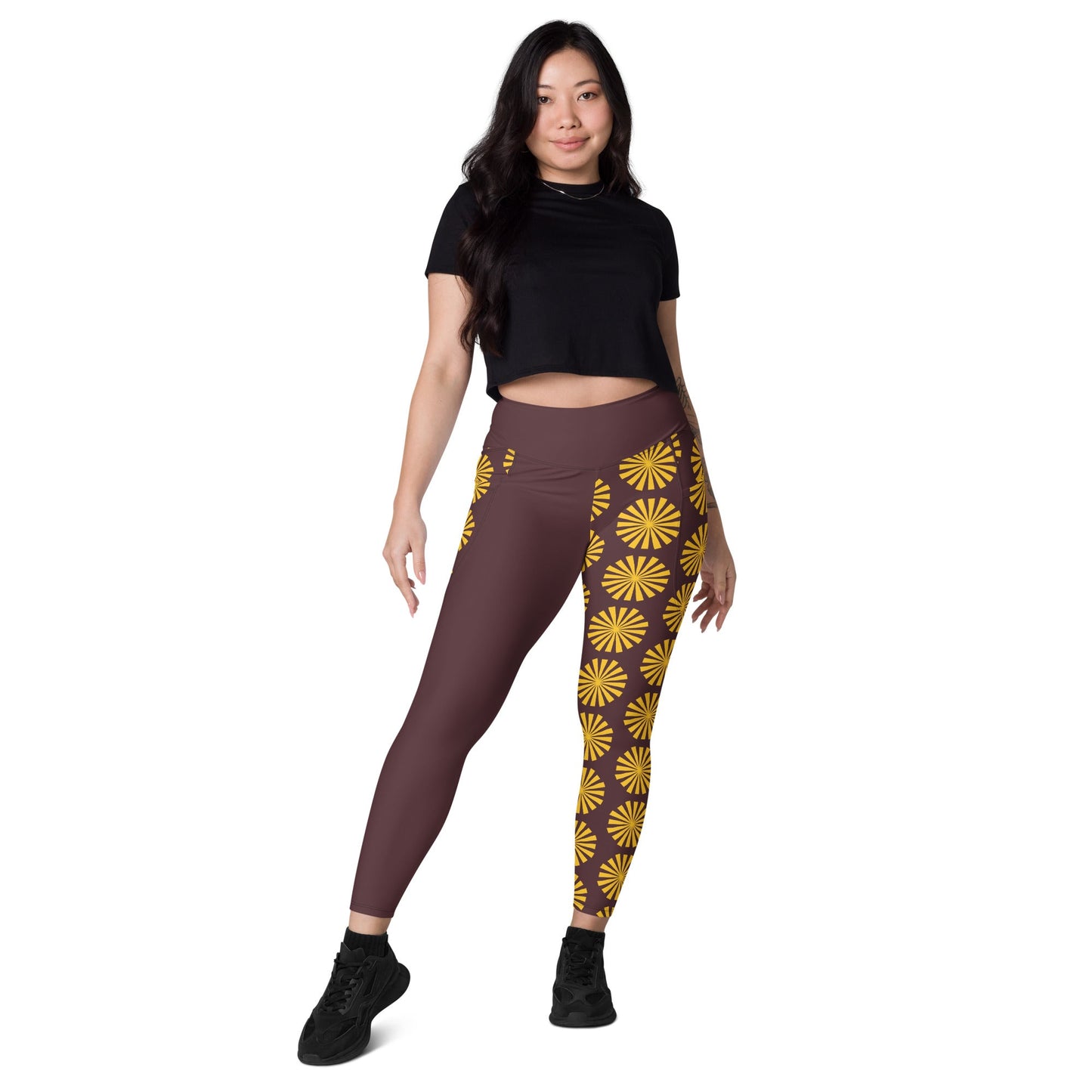 Yellow Print Leggings with Pockets - Women's Activewear - PratSN
