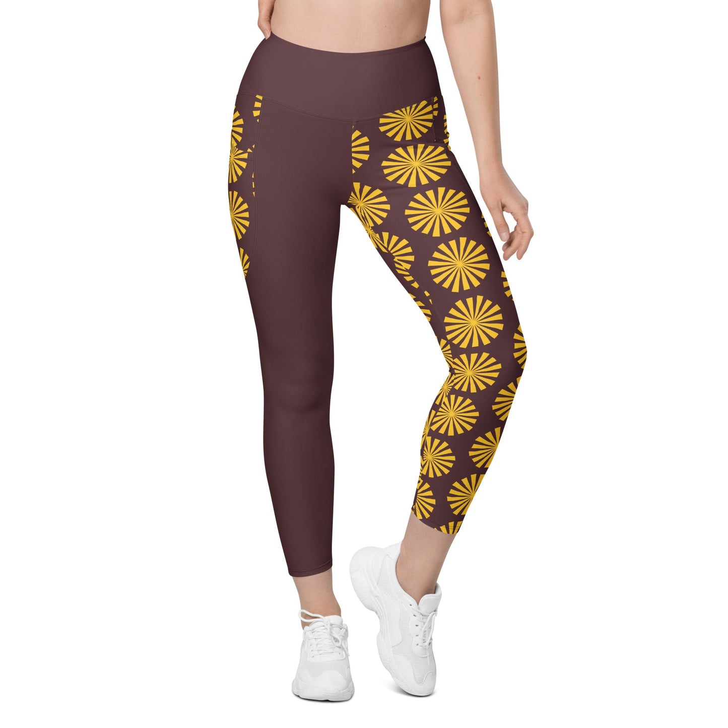 Yellow Print Leggings with Pockets - Women's Activewear - PratSN