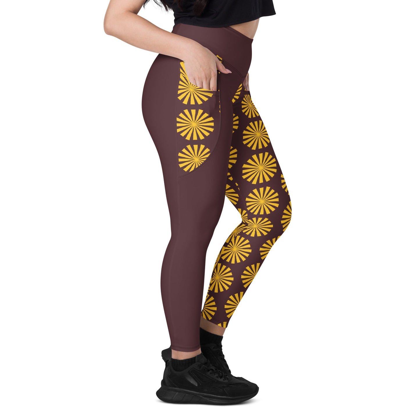 Yellow Print Leggings with Pockets - Women's Activewear - PratSN