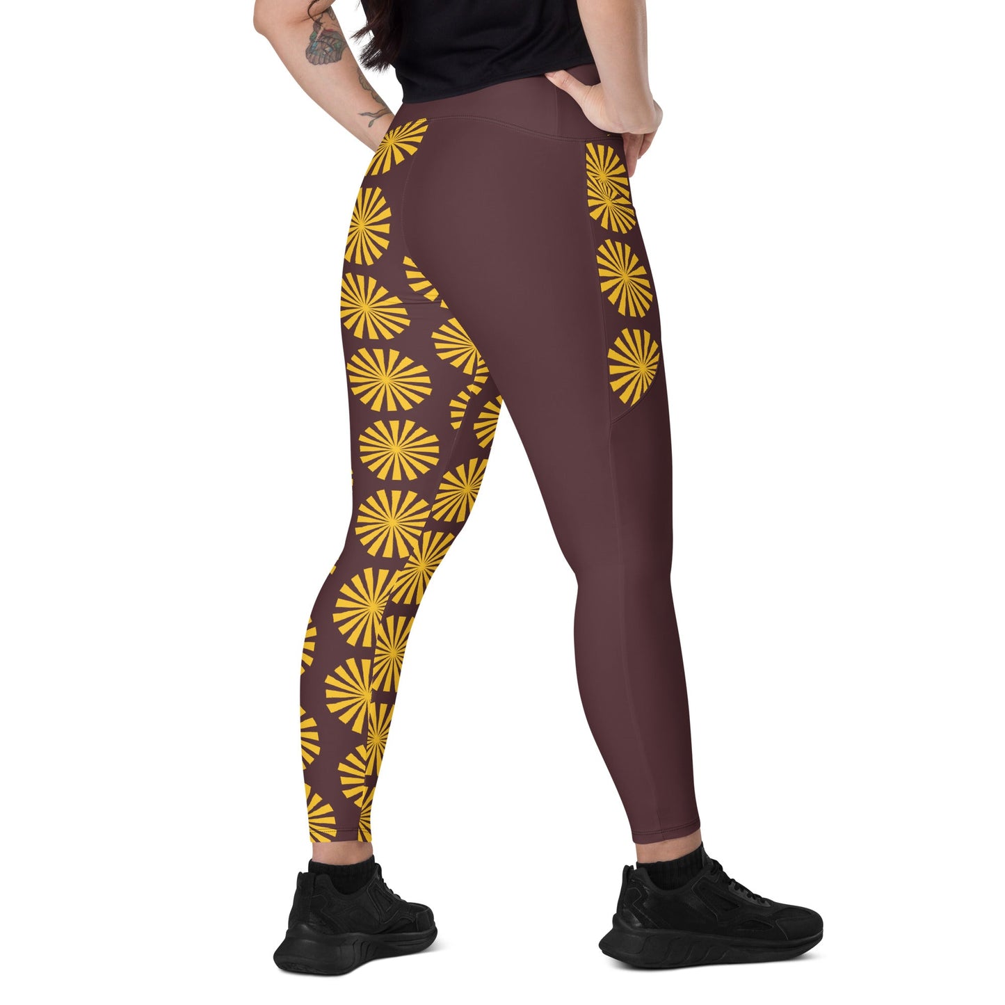 Yellow Print Leggings with Pockets - Women's Activewear - PratSN