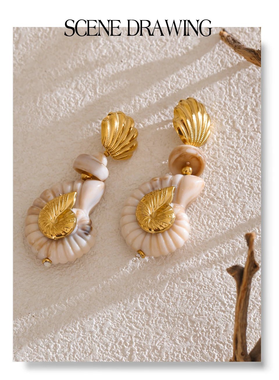 Yhpup Ocean Series Resin Shell Conch Drop Dangle Earrings for Women Stainless Steel Summer Holiday Daily Attractive Jewelry New - PratSN