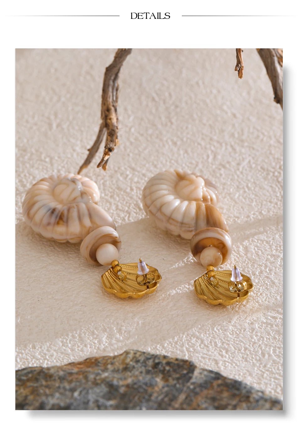 Yhpup Ocean Series Resin Shell Conch Drop Dangle Earrings for Women Stainless Steel Summer Holiday Daily Attractive Jewelry New - PratSN