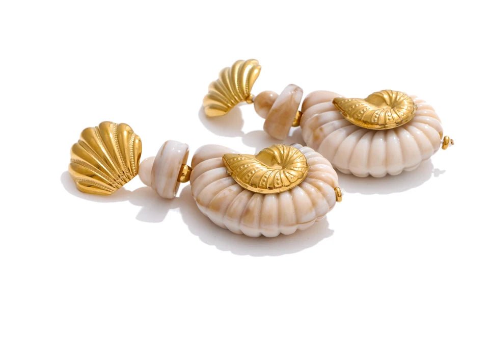 Yhpup Ocean Series Resin Shell Conch Drop Dangle Earrings for Women Stainless Steel Summer Holiday Daily Attractive Jewelry New - PratSN