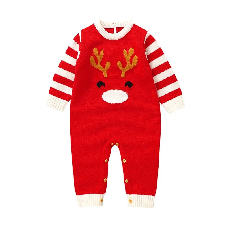 0 - 18m Christmas Baby Unisex Rompers Winter Reindeer Knitted Newborn Boys Girls Long Sleeve Jumpsuits One Pieces Infant Playsuits - PratSN