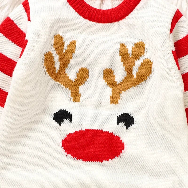 0 - 18m Christmas Baby Unisex Rompers Winter Reindeer Knitted Newborn Boys Girls Long Sleeve Jumpsuits One Pieces Infant Playsuits - PratSN