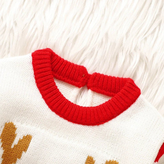 0 - 18m Christmas Baby Unisex Rompers Winter Reindeer Knitted Newborn Boys Girls Long Sleeve Jumpsuits One Pieces Infant Playsuits - PratSN