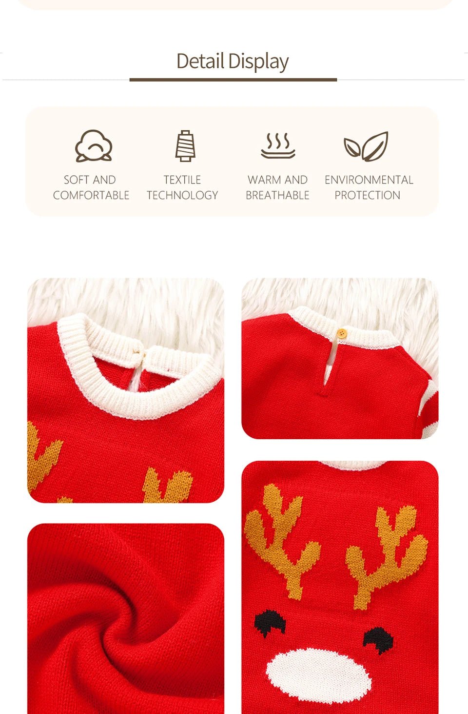 0 - 18m Christmas Baby Unisex Rompers Winter Reindeer Knitted Newborn Boys Girls Long Sleeve Jumpsuits One Pieces Infant Playsuits - PratSN