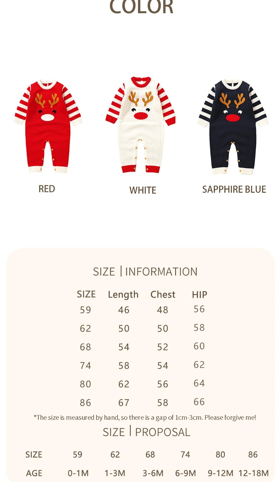 0 - 18m Christmas Baby Unisex Rompers Winter Reindeer Knitted Newborn Boys Girls Long Sleeve Jumpsuits One Pieces Infant Playsuits - PratSN