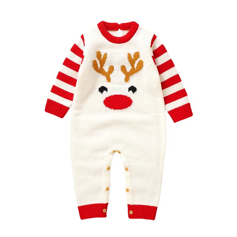 0 - 18m Christmas Baby Unisex Rompers Winter Reindeer Knitted Newborn Boys Girls Long Sleeve Jumpsuits One Pieces Infant Playsuits - PratSN