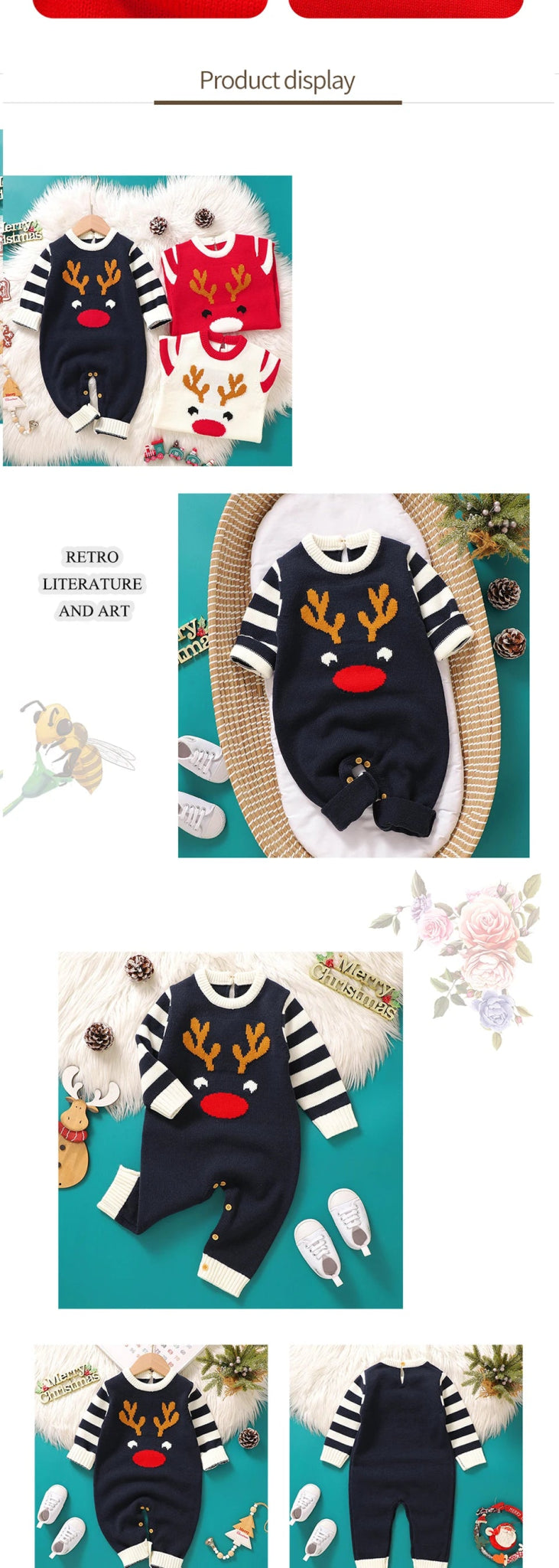 0 - 18m Christmas Baby Unisex Rompers Winter Reindeer Knitted Newborn Boys Girls Long Sleeve Jumpsuits One Pieces Infant Playsuits - PratSN