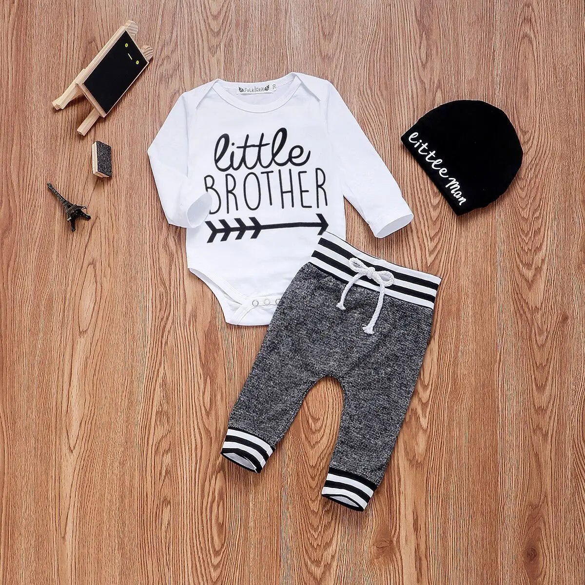 0 - 18Months Newborn Infant Baby Boy Clothes Cotton Sets Long Sleeve Romper Pant Hats Outfit 3Pcs Baby Warm Clothing - PratSN