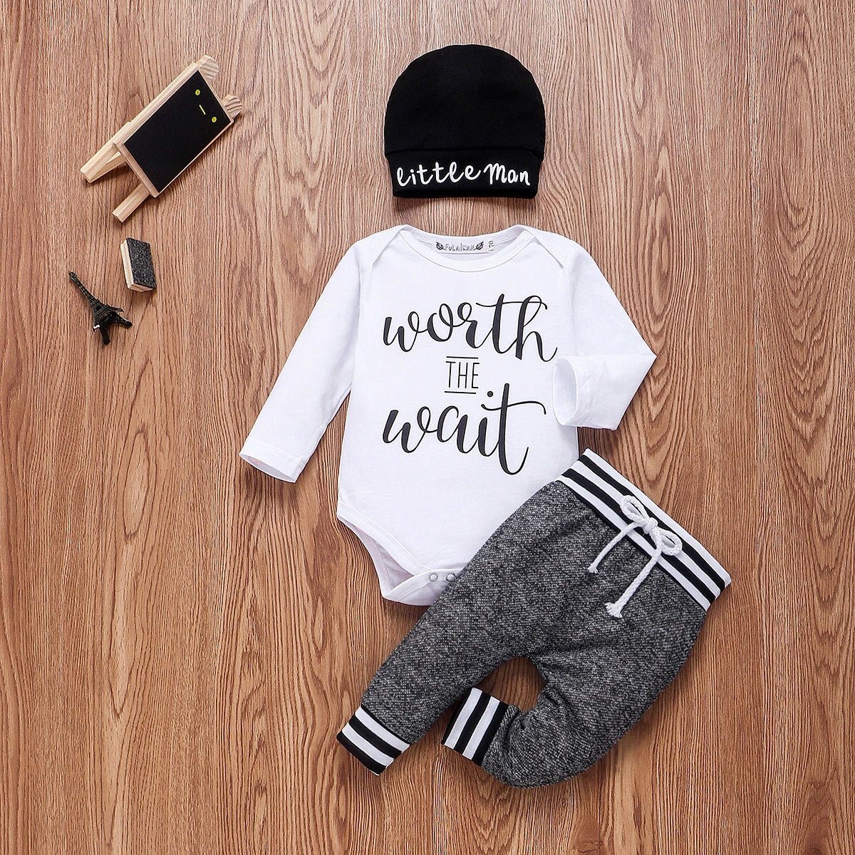 0 - 18Months Newborn Infant Baby Boy Clothes Cotton Sets Long Sleeve Romper Pant Hats Outfit 3Pcs Baby Warm Clothing - PratSN