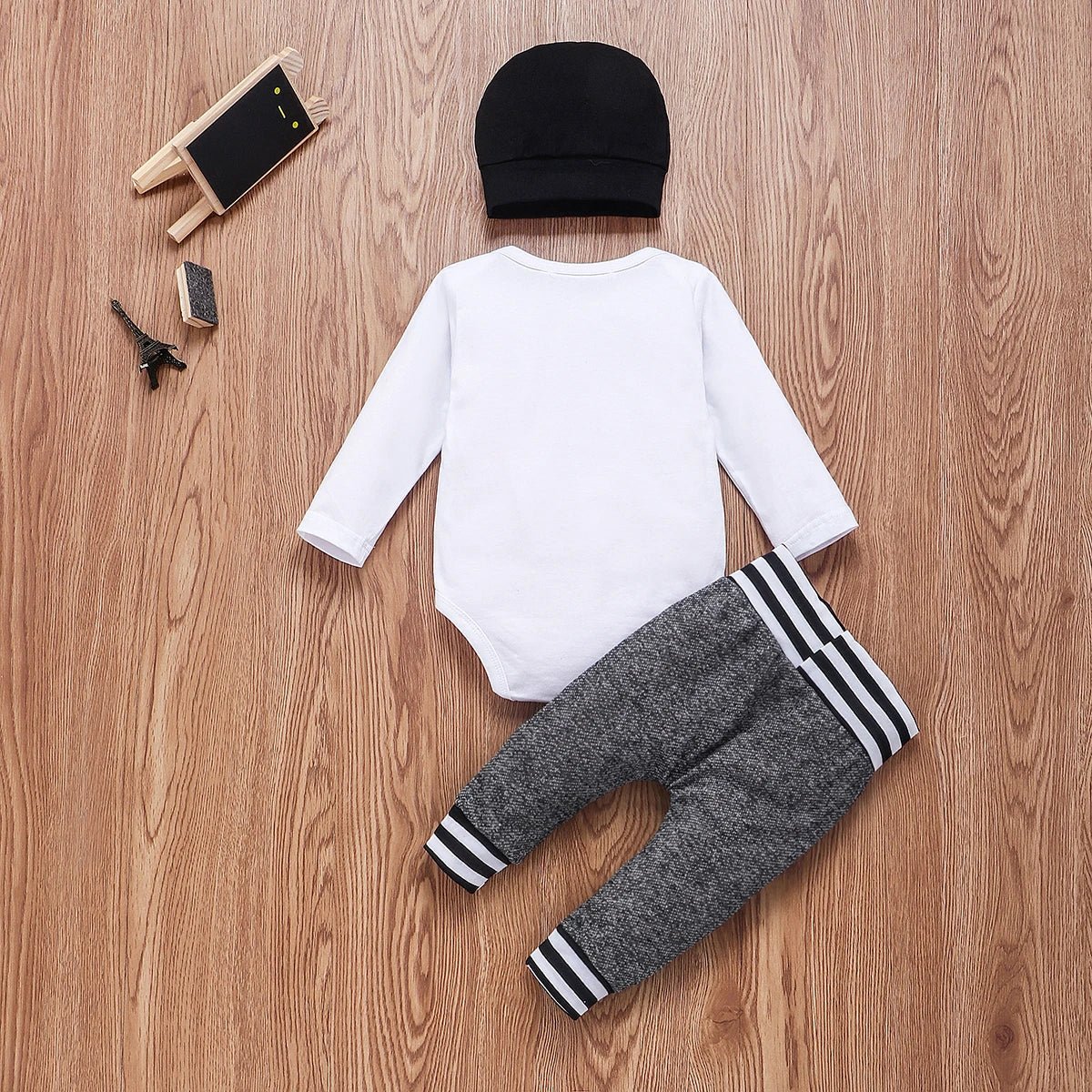 0 - 18Months Newborn Infant Baby Boy Clothes Cotton Sets Long Sleeve Romper Pant Hats Outfit 3Pcs Baby Warm Clothing - PratSN