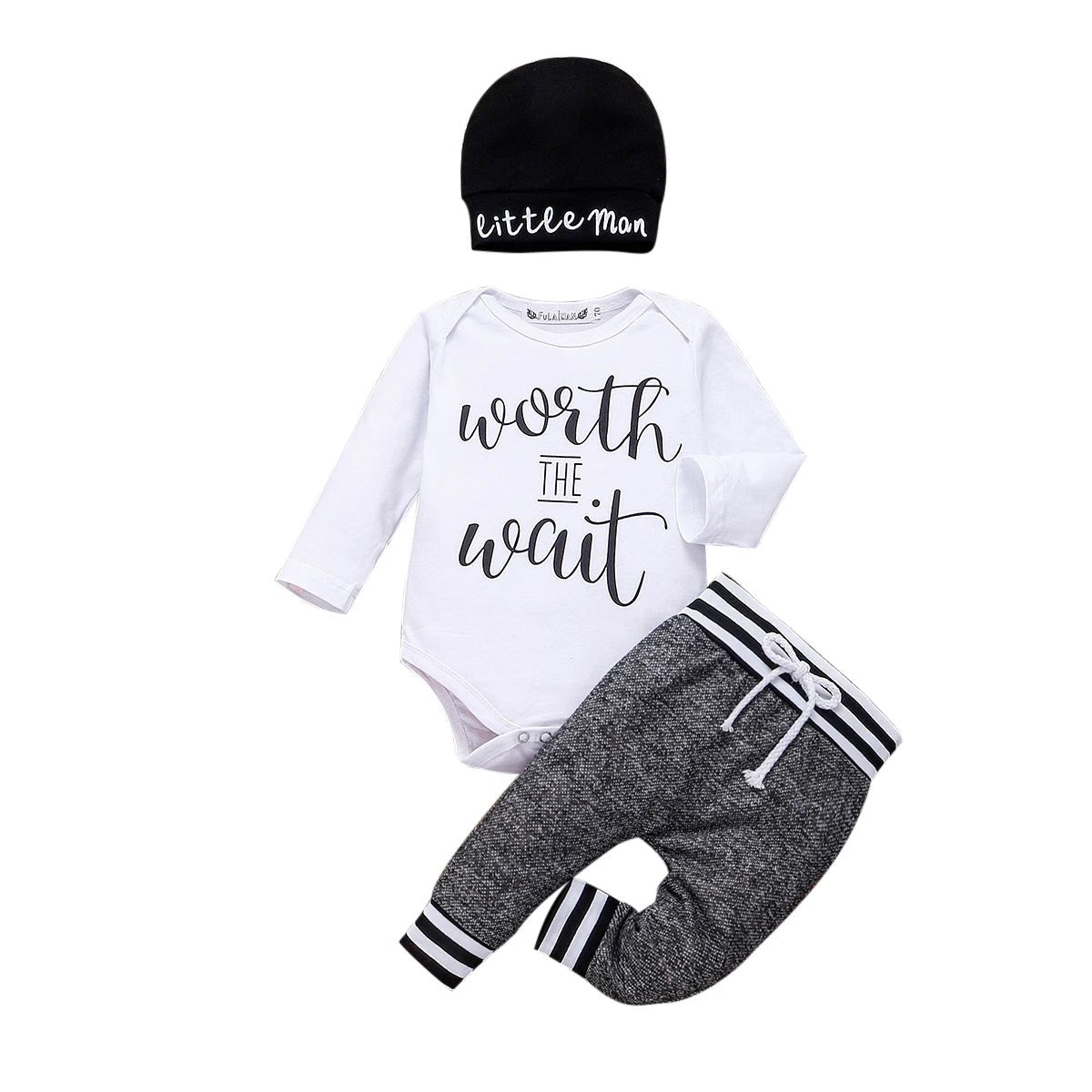 0 - 18Months Newborn Infant Baby Boy Clothes Cotton Sets Long Sleeve Romper Pant Hats Outfit 3Pcs Baby Warm Clothing - PratSN