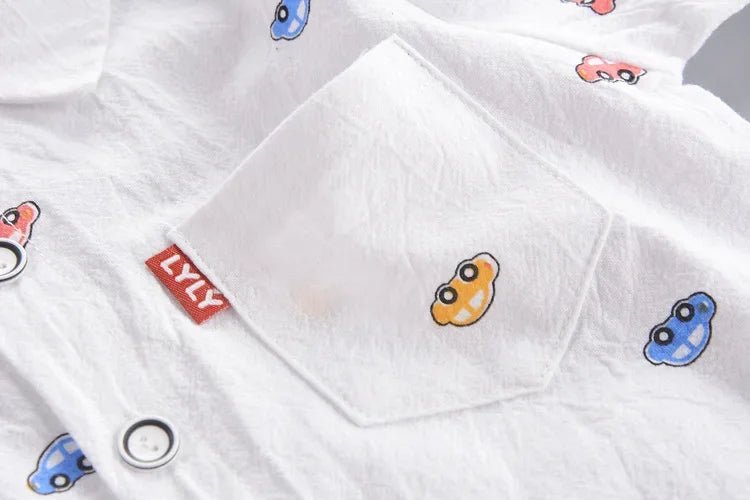 1 - 4 Years Spring Autumn Handsome Boys Clothing Set Full Sleeve Little Car Pattern Shirt+Jeans 2Pcs Suit For Kids Children Outfit - PratSN