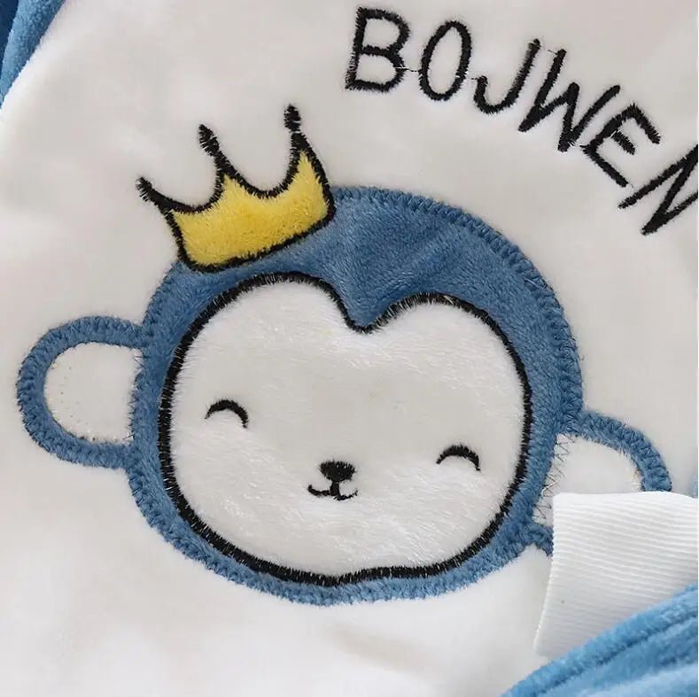 1 - 4Y Boys Pantsuit Plus Velvet Flannel Family Outfit Child Winter Warm Sleepwear Suit Girls Thick Coral Fleece Pajama Sets 2Pcs - PratSN