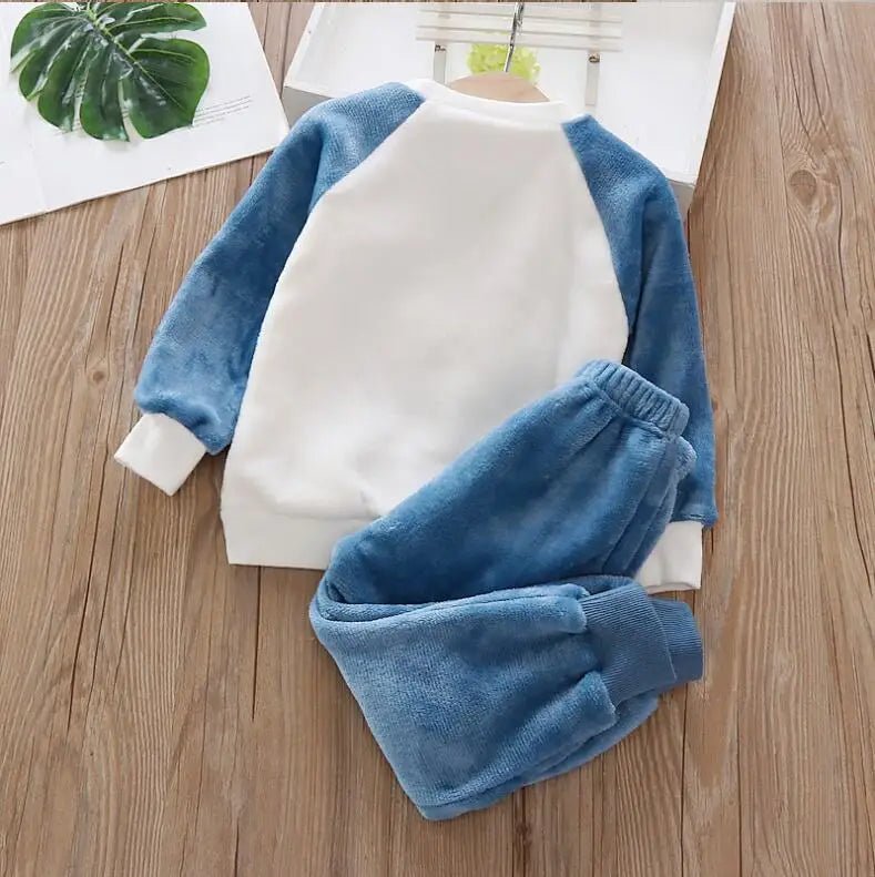 1 - 4Y Boys Pantsuit Plus Velvet Flannel Family Outfit Child Winter Warm Sleepwear Suit Girls Thick Coral Fleece Pajama Sets 2Pcs - PratSN