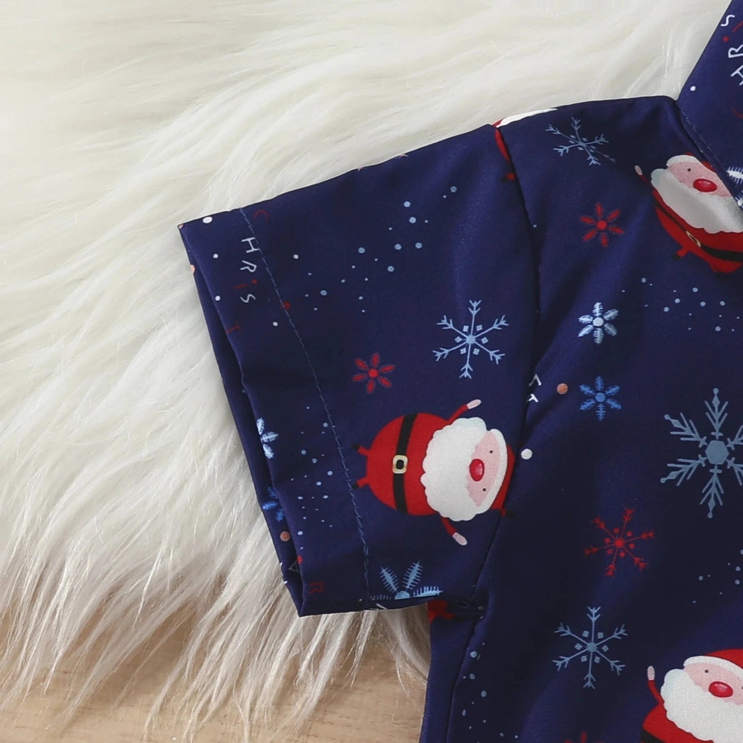 1 - 5Y Baby Toddler Boys New Year Outfits For Boys Short Sleeve Blue Santa Claus Shirts and Red Shorts Boy Christmas Clothes Sets - PratSN