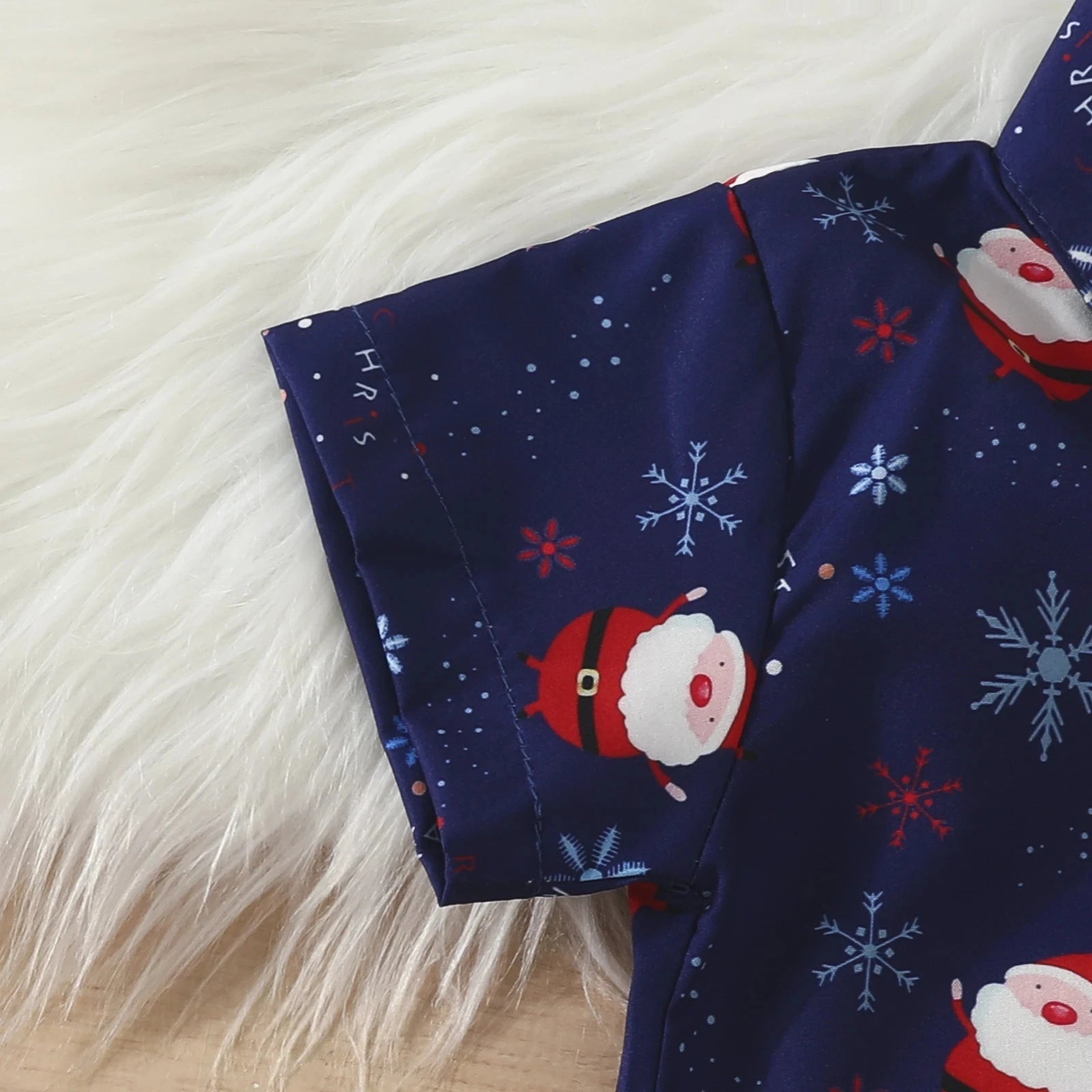 1 - 5Y Baby Toddler Boys New Year Outfits For Boys Short Sleeve Blue Santa Claus Shirts and Red Shorts Boy Christmas Clothes Sets - PratSN