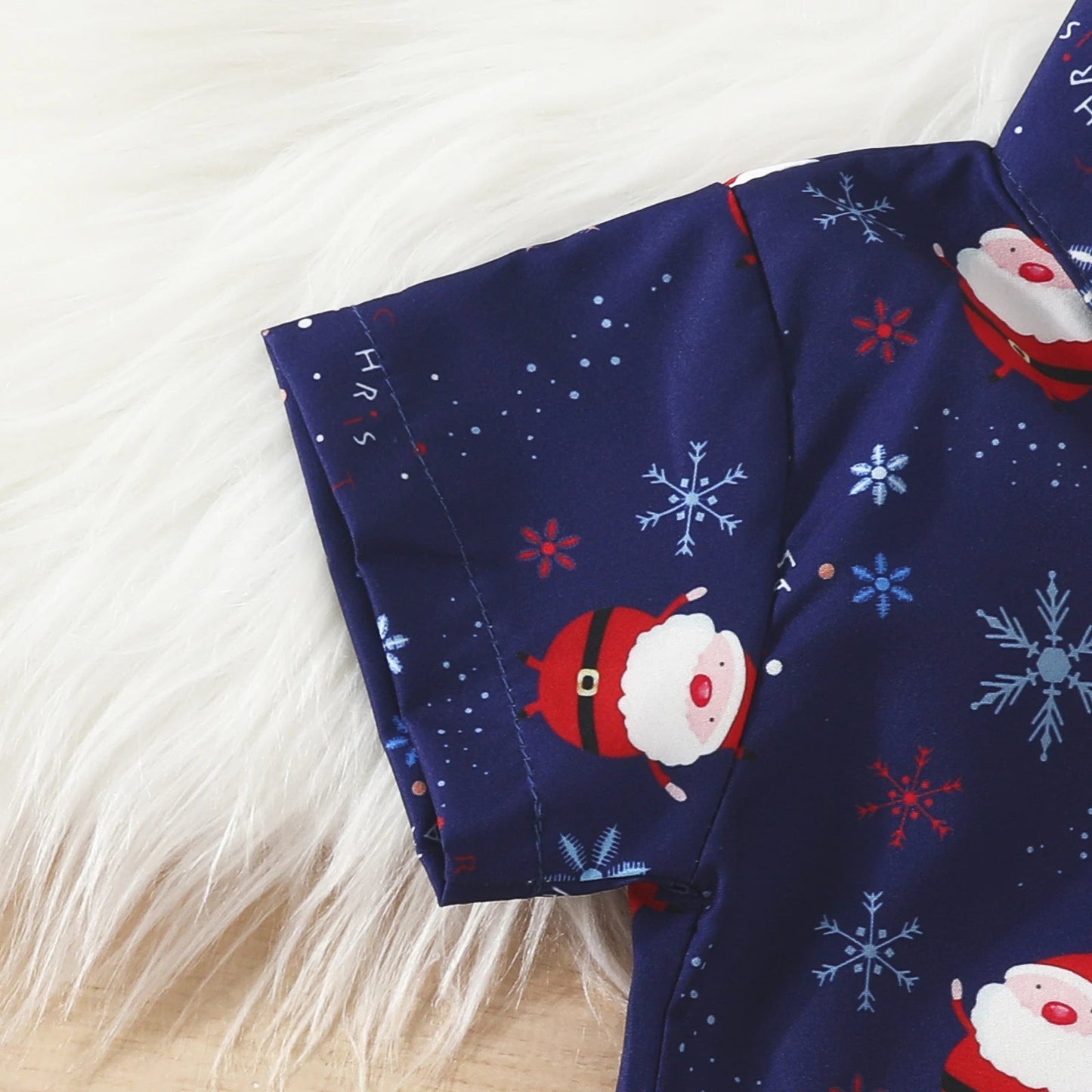 1 - 5Y Baby Toddler Boys New Year Outfits For Boys Short Sleeve Blue Santa Claus Shirts and Red Shorts Boy Christmas Clothes Sets - PratSN