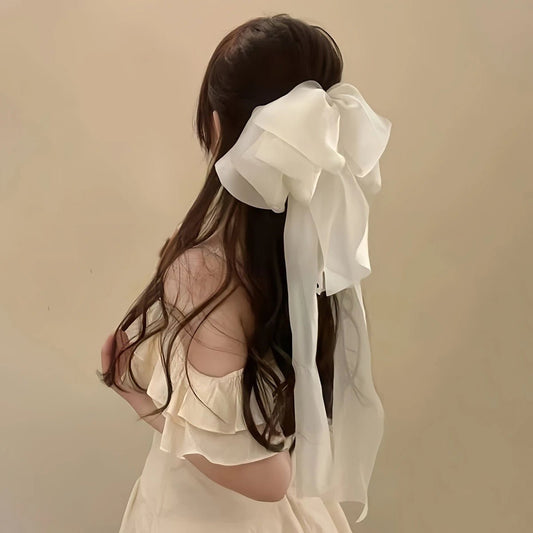 1 large bow delicate hair clip, oversized clip, high ponytail fashionable hair clip suitable for girls and women's headwear - PratSN