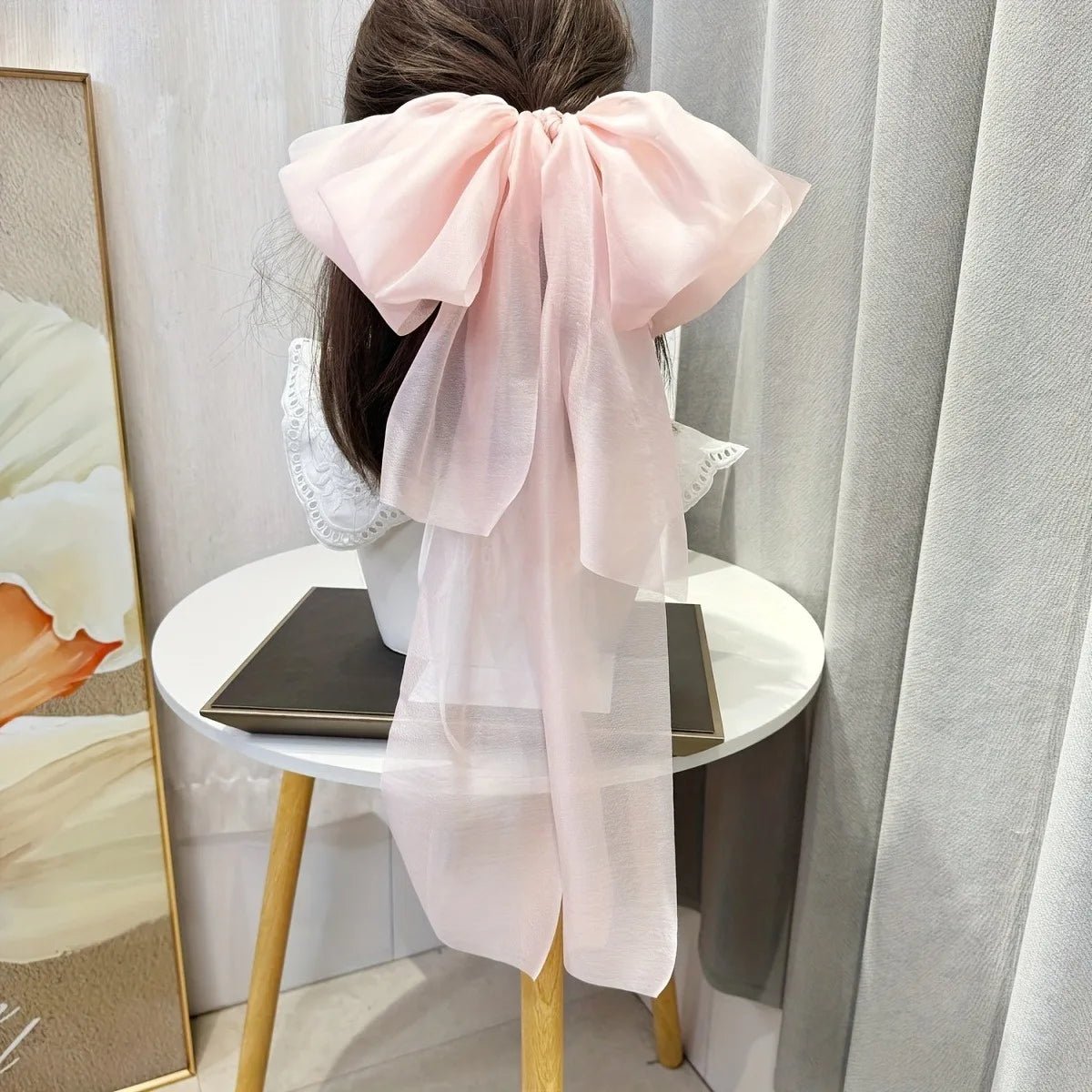 1 large bow delicate hair clip, oversized clip, high ponytail fashionable hair clip suitable for girls and women's headwear - PratSN